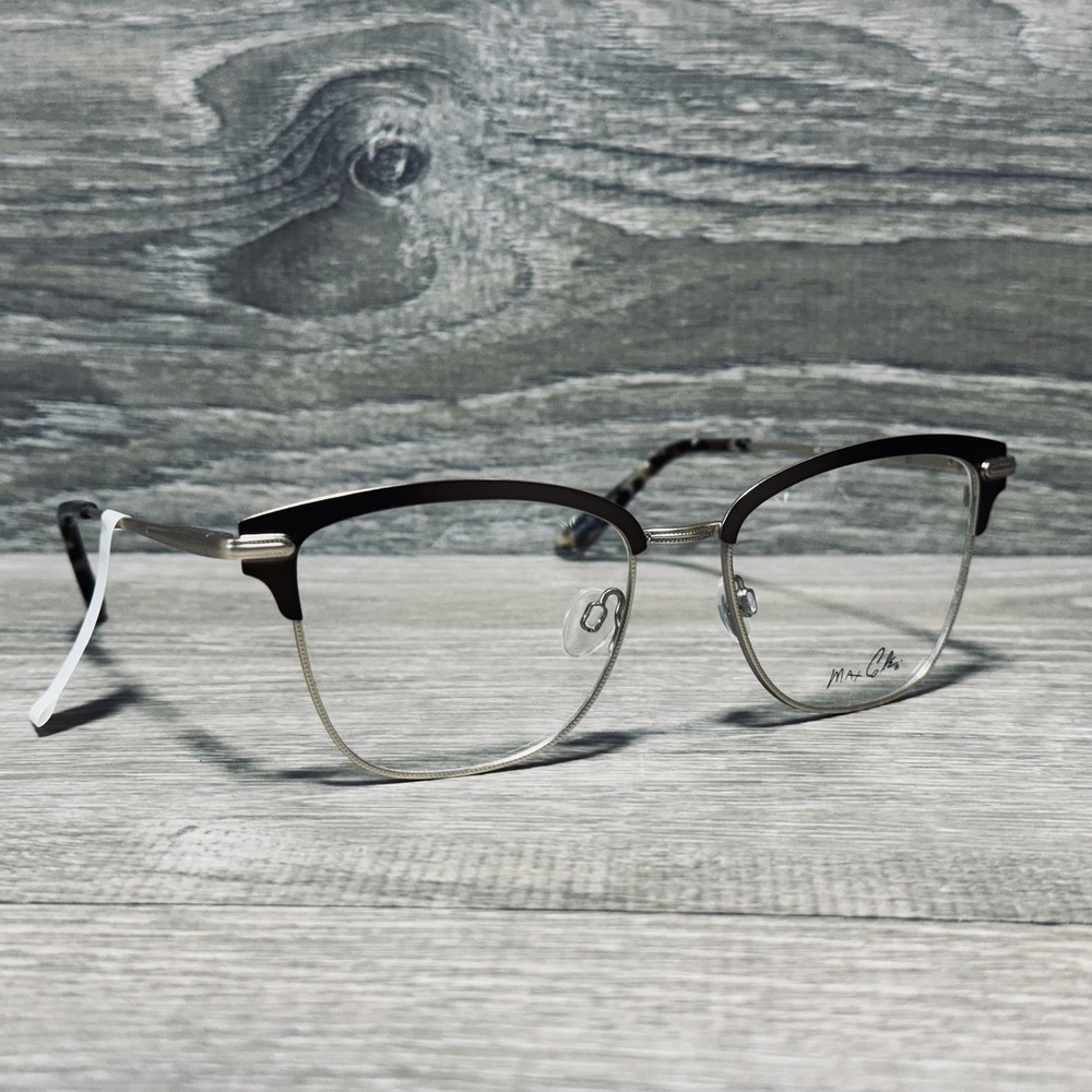 Max Cole MC1516 COL 10 Eyeglass Frames Mens 53-17-140 Silver Clubmaster Half Rim